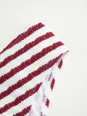 U-neckline Striped Texture Bikini Swimsuit