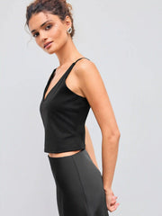 V-neck Solid Crop Cami Top