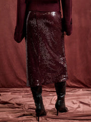 Sequins Mid Rise Mermaid Maxi Skirt