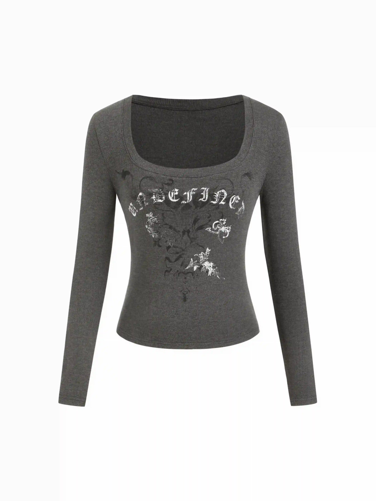 Square Neck Long Sleeve Graphic Tee