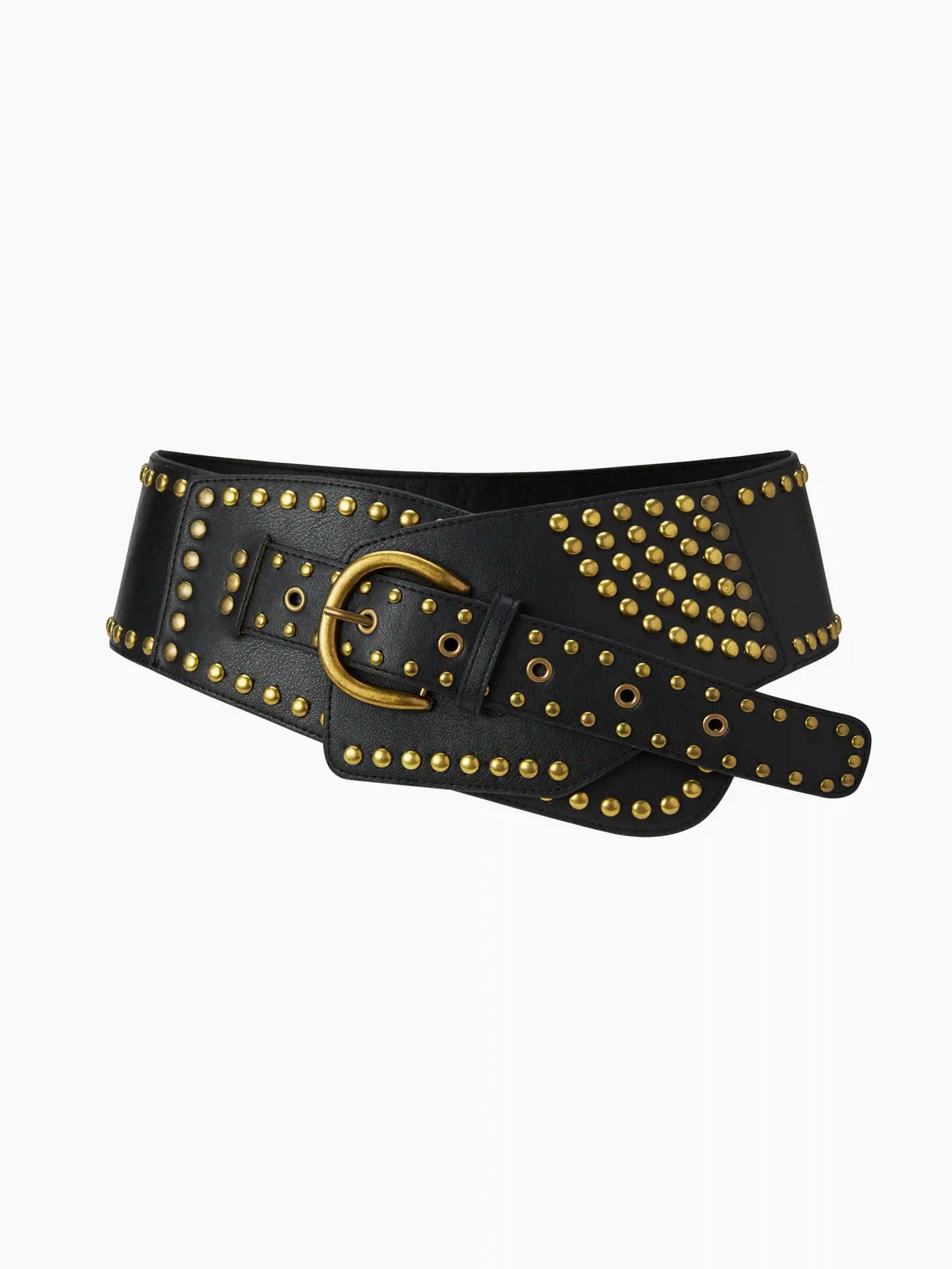 STUDDED DECOR WIDE BUCKLE CORSET BELT