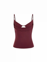 V-neck Drawstring Metal Detail Cami Top