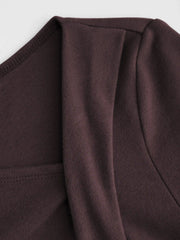 Thermal Cotton-blend Asymmetrical Neck Long Sleeve Ruched Top