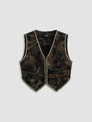 Tribal Suede V-Neck Vest