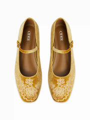 ROUND TOE EMBROIDERED  MARY JANE SHOES