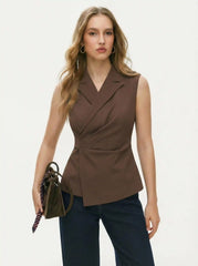 Collar Tie Back Ruched Blazer Vest