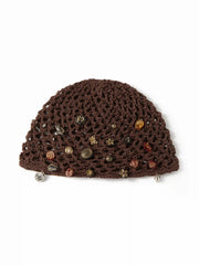 BUTTERFLY & FLOWER DECOR KNITTED HAT