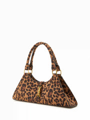 FAUX SUEDE LEOPARD PRINT SHOULDER BAG
