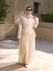 Tie Back Asymmetrical Hem Top & Mid Rise Pleated Maxi Skirt Set