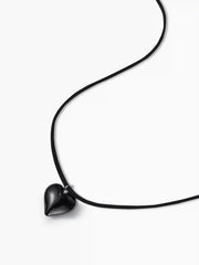 HEART FAUX LEATHER ADJUSTABLE PENDANT NECKLACE