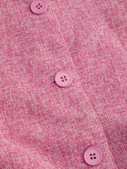 Tweed Boat Neck Solid Button Vest