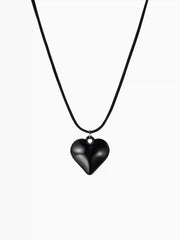 HEART FAUX LEATHER ADJUSTABLE PENDANT NECKLACE