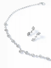 2PCS RHINESTONE DECOR NECKLACE & EARRINGS SET