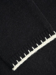 Knit Round Neckline Contrasting Binding Long Sleeve Top