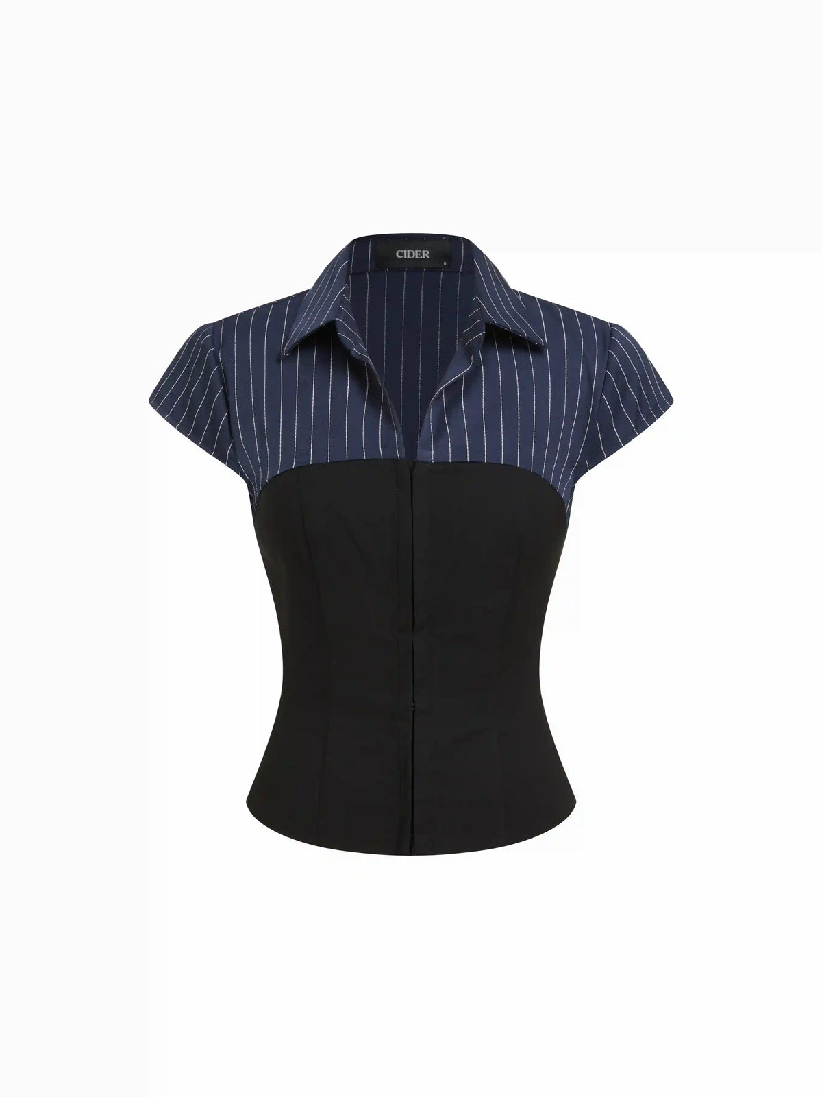Striped Colorblock Short Sleeve Blouse