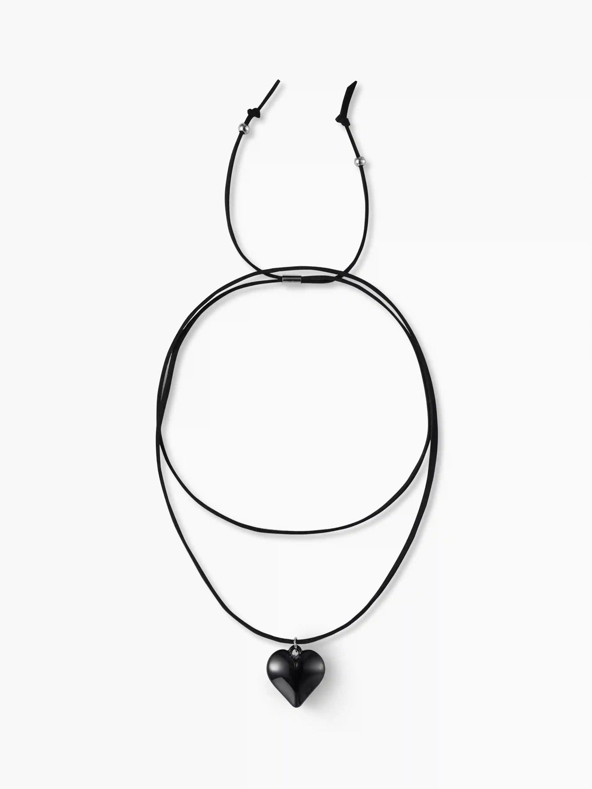 HEART FAUX LEATHER ADJUSTABLE PENDANT NECKLACE