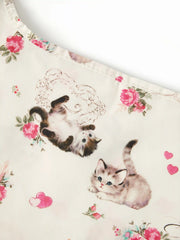 CAT & FLORAL GRAPHIC CARRYING BAG