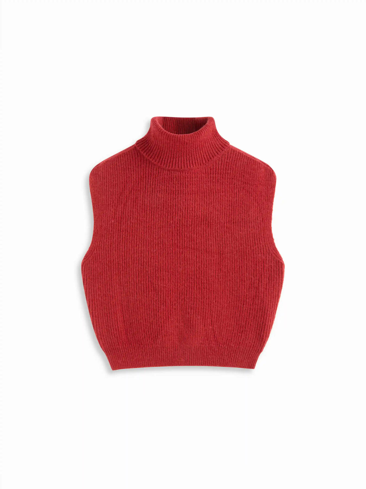 Knit High Neck Solid Vest