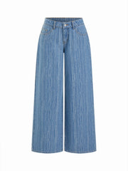 Denim Low Rise Wide Leg Jeans