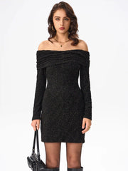 Metallic Off-shoulder Mini Dress