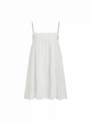 Cotton-blend Square Neck Broderie Anglaise A-line Cami Mini Dress