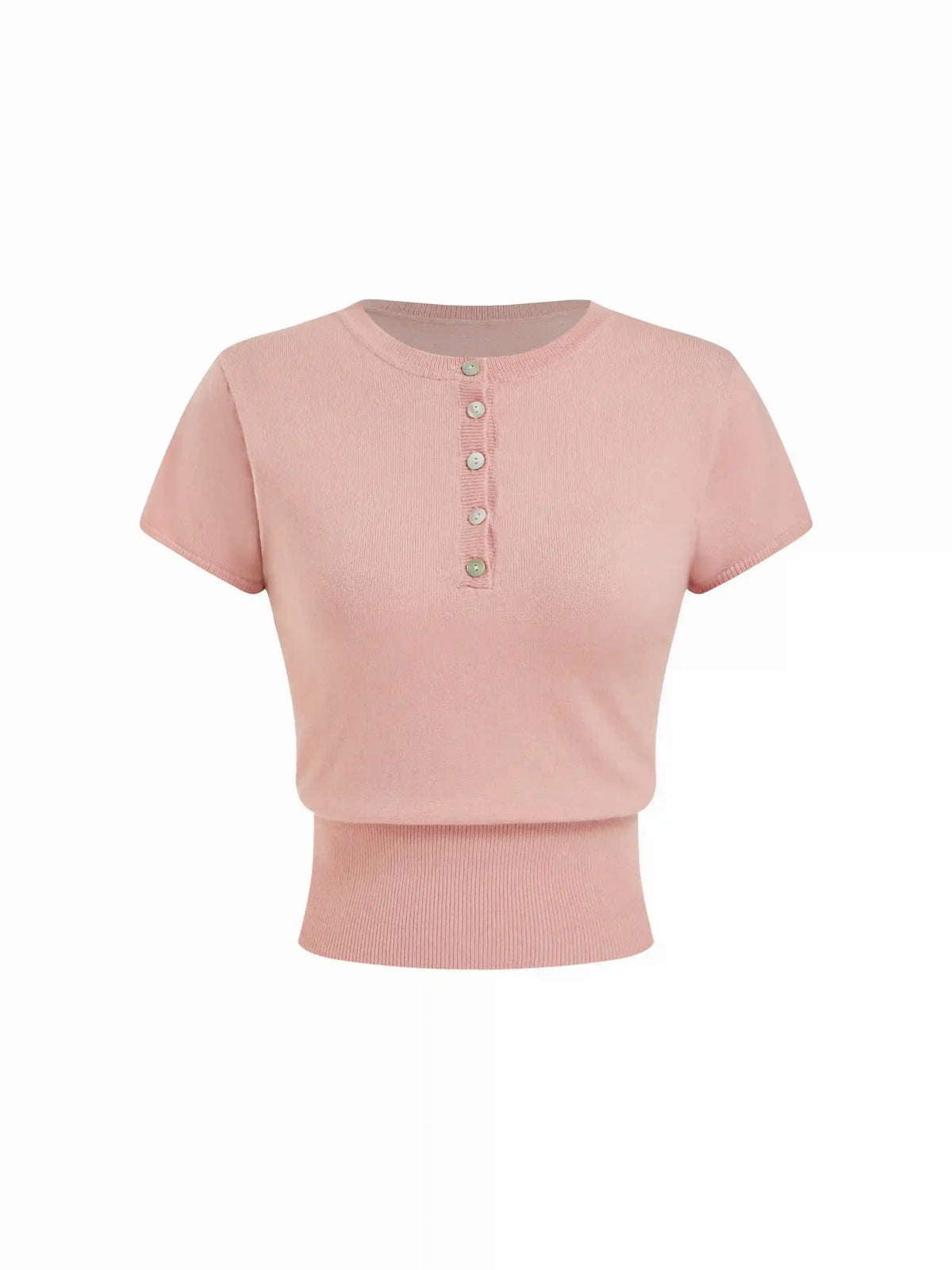 Knit Round Neckline Short Sleeve Top