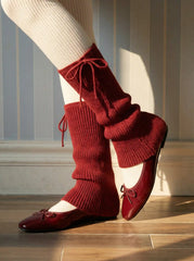 LACE-UP KNITTED LEG WARMERS