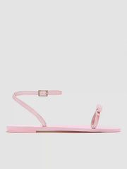 BOW & ADJUSTABLE STRAP FAUX LEATHER FLAT SANDALS