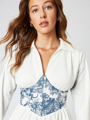 Toile de Jouy Patchy Shirt Dress
