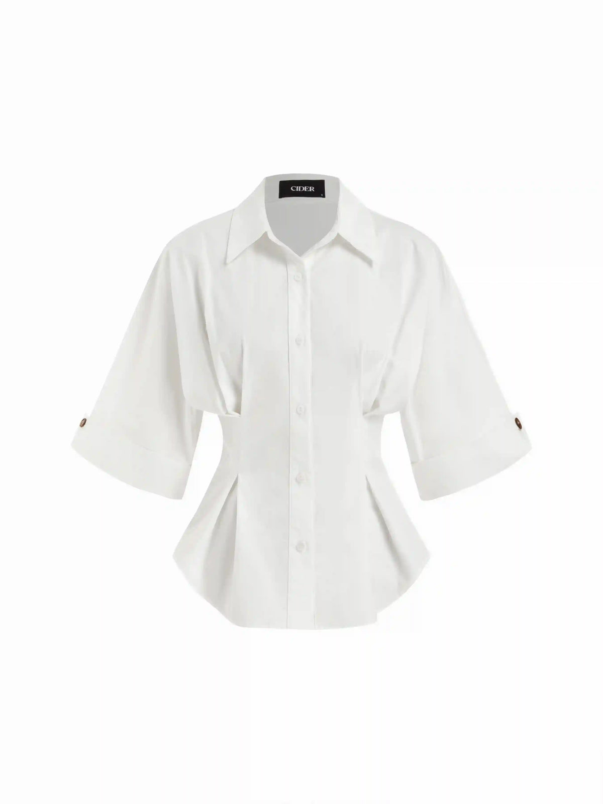 Cotton-blend Ruched Short Sleeve Blouse