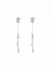 FLOWER & RHINESTONE DROP EARRINGS