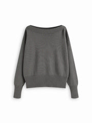Knit Boat Neck Long Sleeve Top