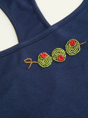 Crop Top de Cami Bordado con Cuentas