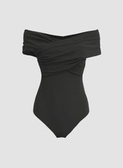 Solid Off-shoulder Bodysuit