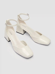 FAUX PATENT LEATHER MARY JANE PUMPS