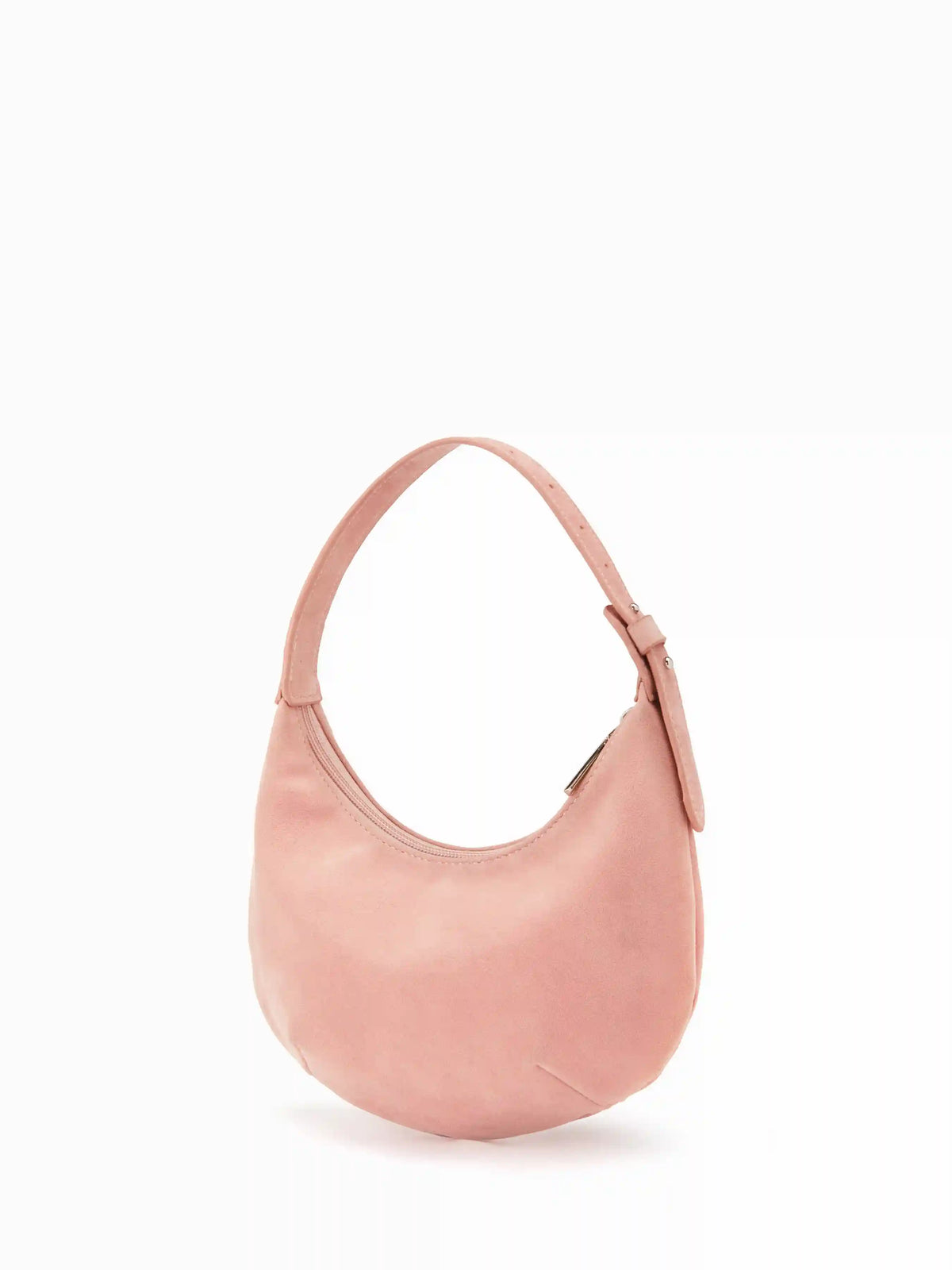 FAUX SUEDE HALF-MOON SHOULDER BAG