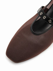 ADJUSTABLE STRAP MESH MARY JANE FLATS
