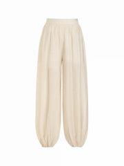 Cotton-blend Textured Chiffon Mid Rise Balloon Pants
