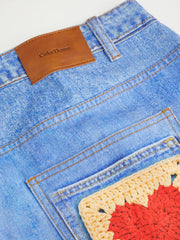 Cider Denim Mid Rise Fish & Floral Appliques Washed Baggy Jeans Curve & Plus