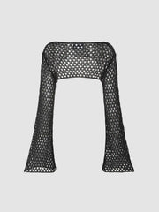Midnight Veil Ultra-Cropped Long Sleeve Shrug