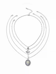 FLORAL & FAUX PEARL LAYERED NECKLACE