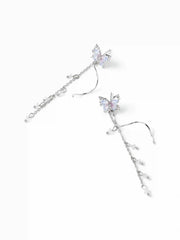 PENDIENTES DE GOTAS CON MARIPOSAS Y PERLAS