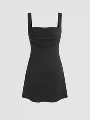 Ruched Square Neck Mini Dress