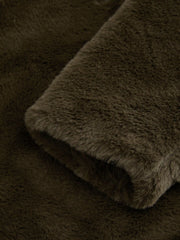 Faux Fur Round Neckline Long Sleeve Oversized Crop Jacket
