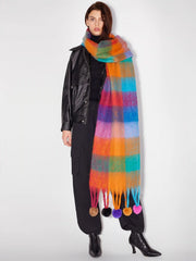 CHECK BALL TASSEL SCARF