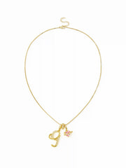 LETTER & HEART ZIRCON PENDANT NECKLACE