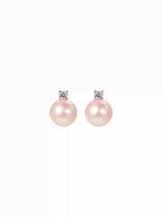 RHINESTONE DECOR FAUX PEARL STUD EARRINGS