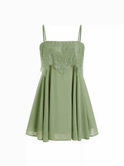 Chiffon Lace Panel A-line Cami Mini Dress