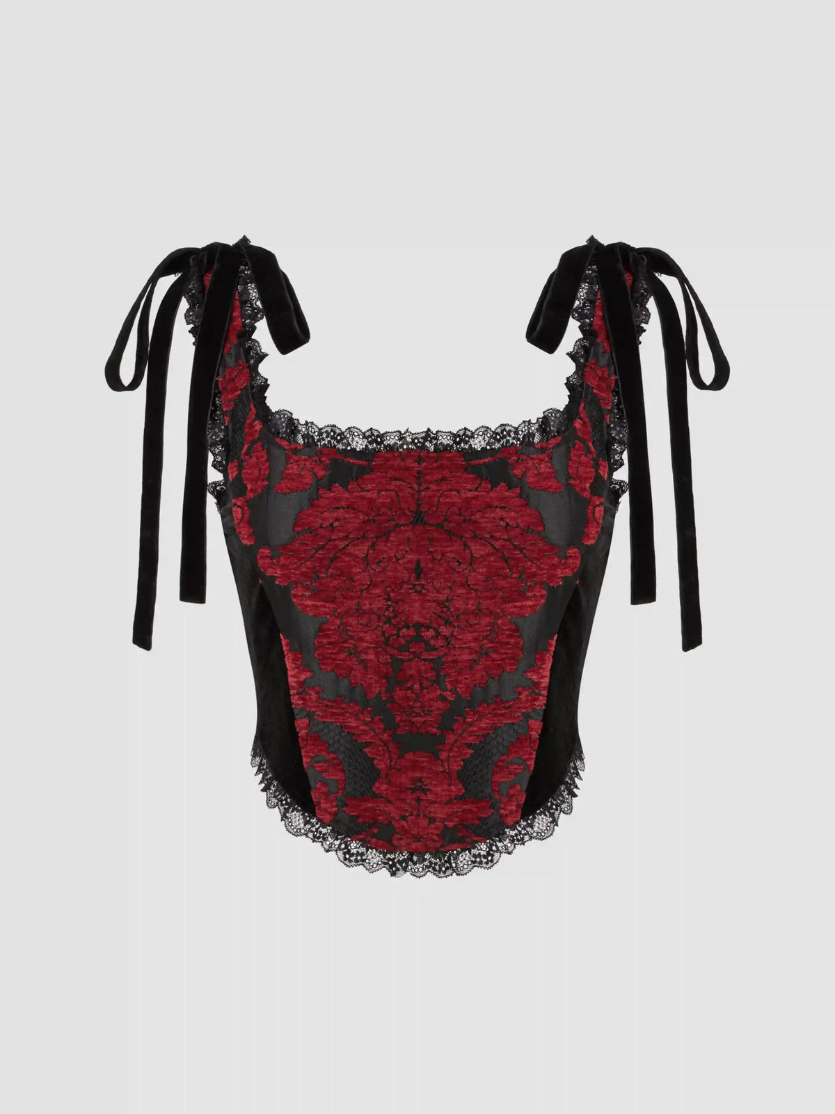 Scoop Neck Floral Lace Knotted Cami Corset Top