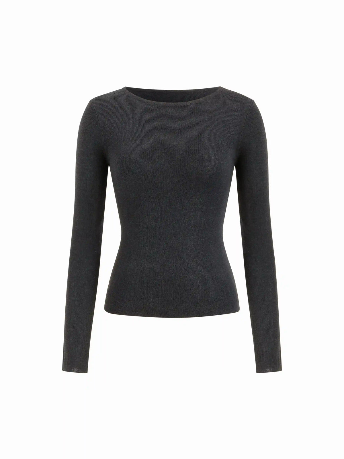 Knit Wool Round Neckline Long Sleeve Top